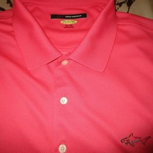 MENS GREG NORMAN PLAY DRY FUCHSIA PINK LOGO POLO